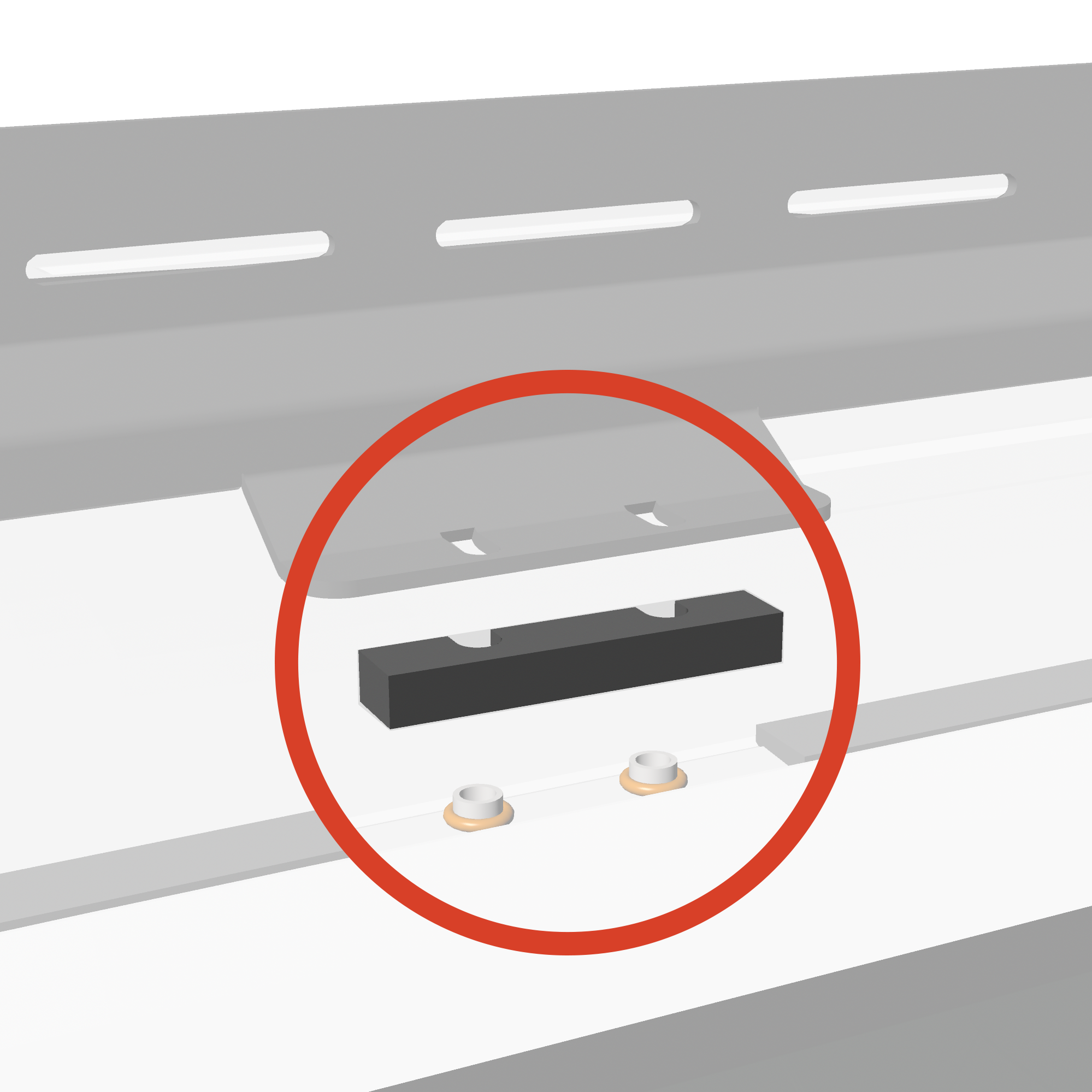 A graphic illustration of a roof rack foot spacer installed on a vehicle.